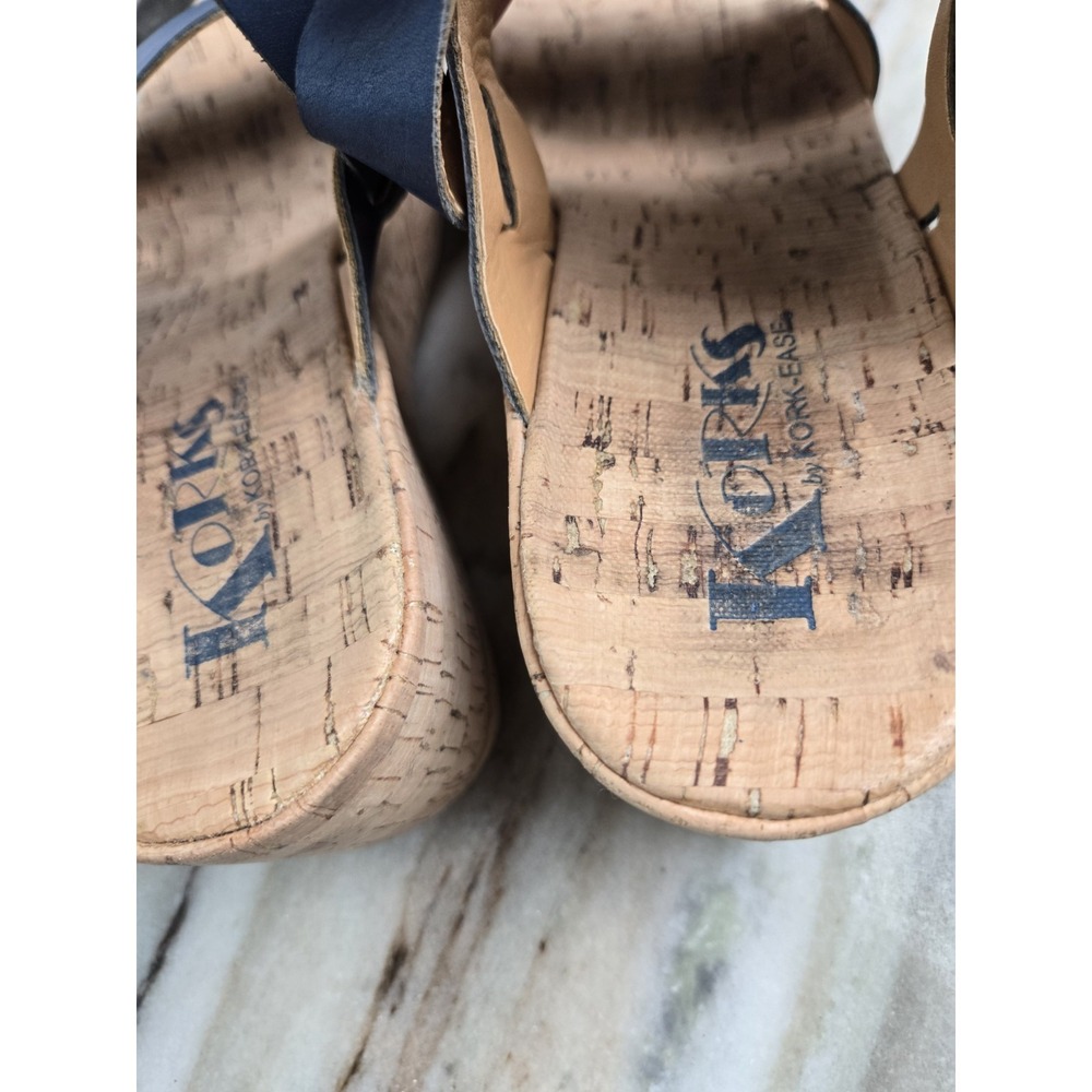 Kork's by Kork Ease Austin Slingback Leather Wedge Sandals Size 8 Blue - Picture 3 of 9